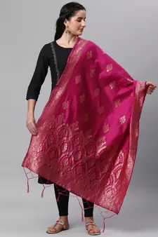 RaniPink Banarasi Silk Jacquard Woven Dupatta