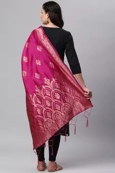 RaniPink Banarasi Silk Jacquard Woven Dupatta