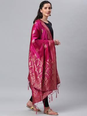 RaniPink Banarasi Silk Jacquard Woven Dupatta 4