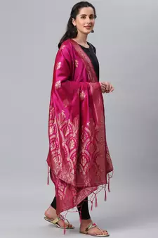 RaniPink Banarasi Silk Jacquard Woven Dupatta