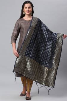 Blue Banarasi Silk Jacquard Woven Dupatta