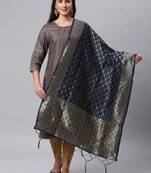 Blue Banarasi Silk Jacquard Woven Dupatta