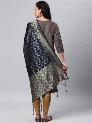 Blue Banarasi Silk Jacquard Woven Dupatta 2