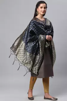 Blue Banarasi Silk Jacquard Woven Dupatta