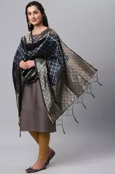 Blue Banarasi Silk Jacquard Woven Dupatta