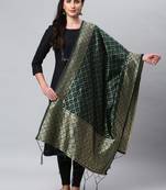 DarkGreen Banarasi Silk Jacquard Woven Dupatta