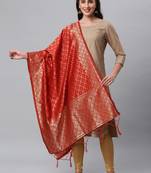 Red Banarasi Silk Jacquard Woven Dupatta