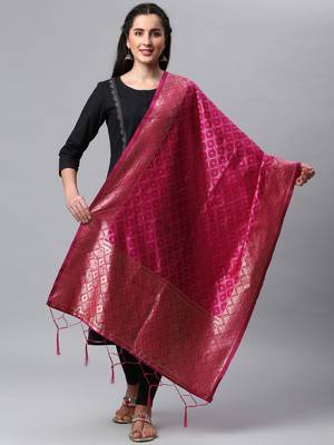 RaniPink Banarasi Silk Jacquard Woven Dupatta 1