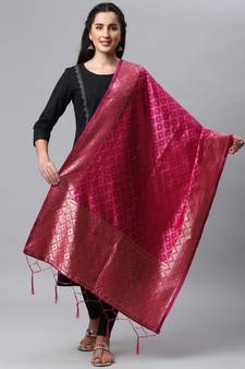 RaniPink Banarasi Silk Jacquard Woven Dupatta