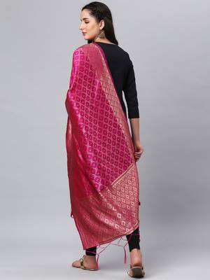 RaniPink Banarasi Silk Jacquard Woven Dupatta 2