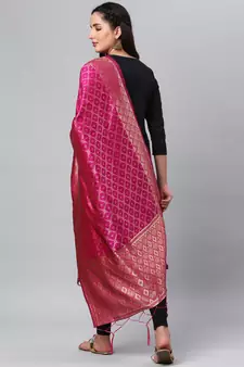 RaniPink Banarasi Silk Jacquard Woven Dupatta