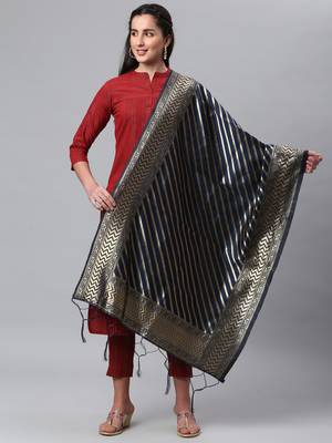 Blue Banarasi Silk Jacquard Woven Dupatta 1