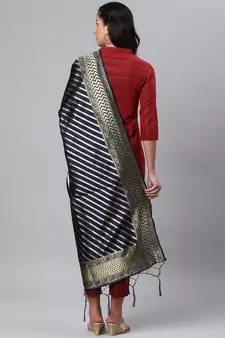 Blue Banarasi Silk Jacquard Woven Dupatta