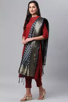 Blue Banarasi Silk Jacquard Woven Dupatta