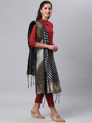 Blue Banarasi Silk Jacquard Woven Dupatta 4
