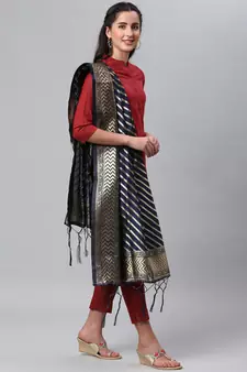 Blue Banarasi Silk Jacquard Woven Dupatta