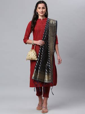 Blue Banarasi Silk Jacquard Woven Dupatta 5