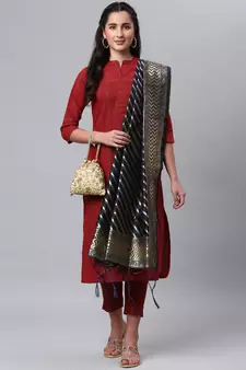 Blue Banarasi Silk Jacquard Woven Dupatta