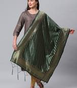 Green Banarasi Silk Jacquard Woven Dupatta
