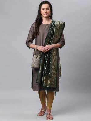Green Banarasi Silk Jacquard Woven Dupatta 5