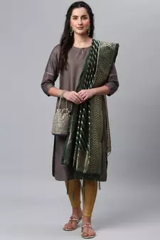 Green Banarasi Silk Jacquard Woven Dupatta