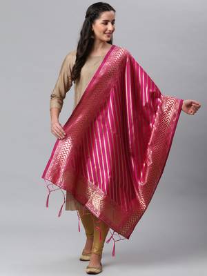 RaniPink Banarasi Silk Jacquard Woven Dupatta 1