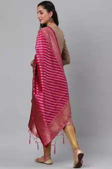 RaniPink Banarasi Silk Jacquard Woven Dupatta