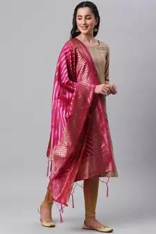 RaniPink Banarasi Silk Jacquard Woven Dupatta
