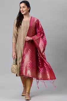 RaniPink Banarasi Silk Jacquard Woven Dupatta