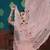 Pink Thread With Sequins Embroidered cotton semi stitched lehenga