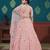 Pink Thread With Sequins Embroidered cotton semi stitched lehenga