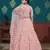 Pink Thread With Sequins Embroidered cotton semi stitched lehenga