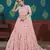 Pink Thread With Sequins Embroidered cotton semi stitched lehenga