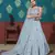 Sky blue Thread With Sequins Embroidered cotton semi stitched lehenga