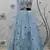 Sky blue Thread With Sequins Embroidered cotton semi stitched lehenga