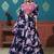 Navy-blue printed silk semi stitched lehenga