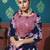 Navy-blue printed silk semi stitched lehenga