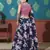 Navy-blue printed silk semi stitched lehenga