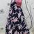 Navy-blue printed silk semi stitched lehenga
