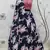 Navy-blue printed silk semi stitched lehenga