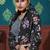 Black printed silk semi stitched lehenga