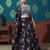 Black printed silk semi stitched lehenga