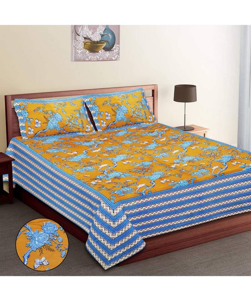 Ridan Cotton Printed Jaipuri Double Bed Sheet With Pillow Cover