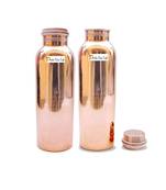 Pure Copper Yoga Water Bottle  900 ML Handmade  Joint Free  Thermos Design Copper Bottles   Set of 2
