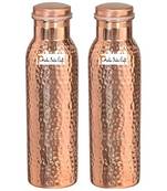 Pure Copper Bottle  Hammered Design  Capacity 900 ML  Set of 2