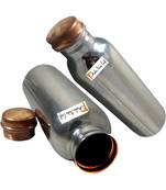 800 ML   Copper Water Bottle Outside Steel Inside Copper   Set of 2