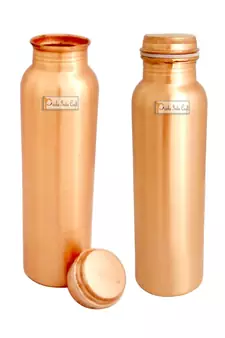 Matt Finish Lacqour Coated Anti Tarnished Joint Free New Designed Copper Bottle  Travel Essential  Drinkware