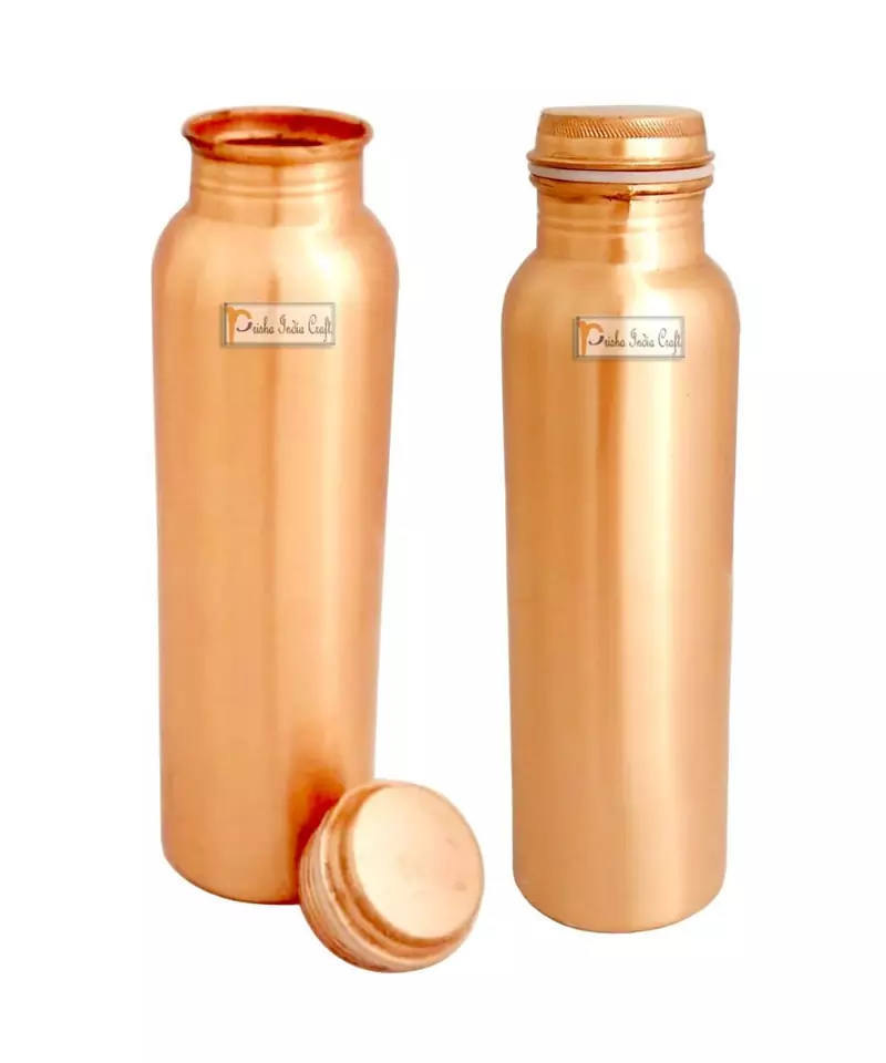 Matt Finish Lacqour Coated Anti Tarnished Joint Free New Designed Copper Bottle  Travel Essential  Drinkware