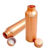 Leak Proof Ergonomic Design Lacquer Coated Matt Finish Pure Copper Bottle  Storage Water & Travelling Purpose