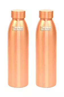 Prisha India Copper Bottle Capacity 900 ML   Set of 2